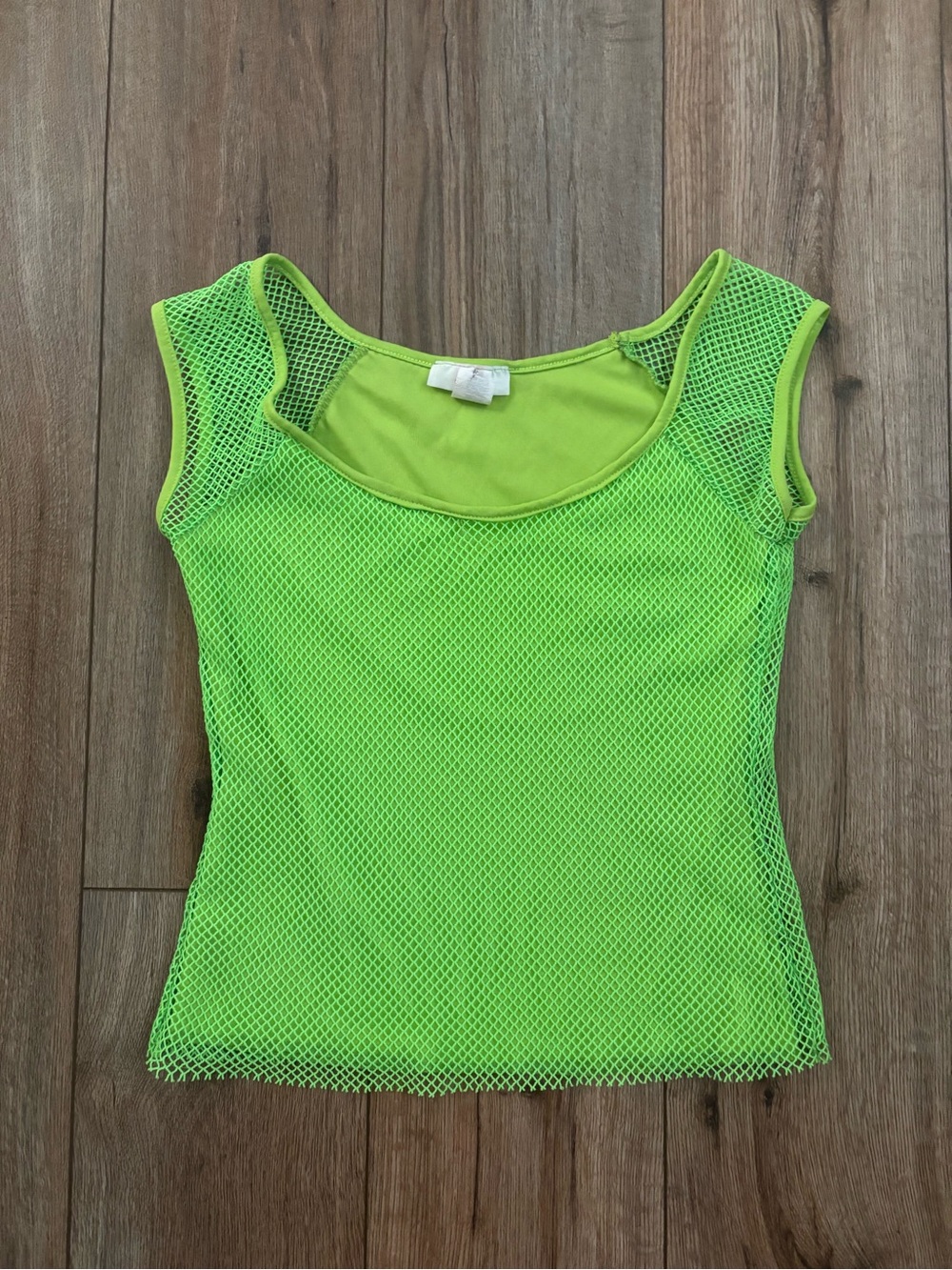 Vintage Y2K Neon Green Fishnet Top by Misope